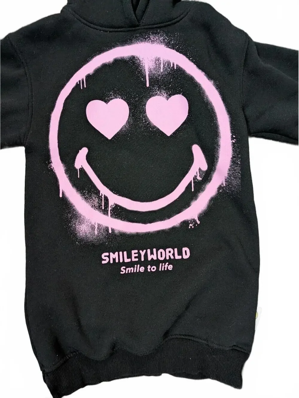 Zara x SmileyWorld Hooded Sweatshirt Dress | Black & Pink | Size 7 (122 cm)